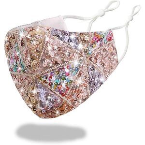 Women's Sparkly Sequin Face Cover Glitter Cotton Sequins Mixed Color Gold